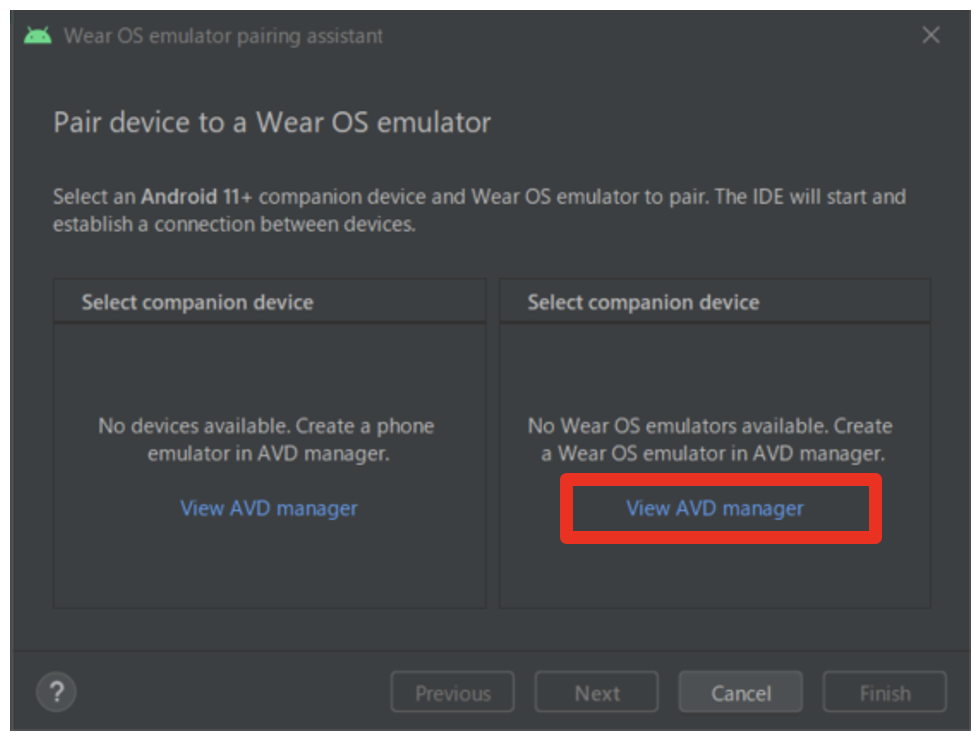 「Wear OS emulator pairing assistant」を選択